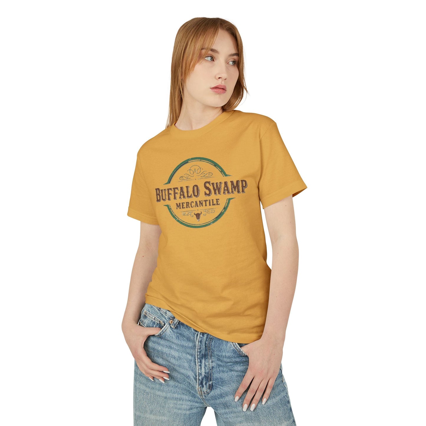 Buffalo Swamp Mercantile Vintage Logo Tee – Garment-Dyed Heavyweight Cotton