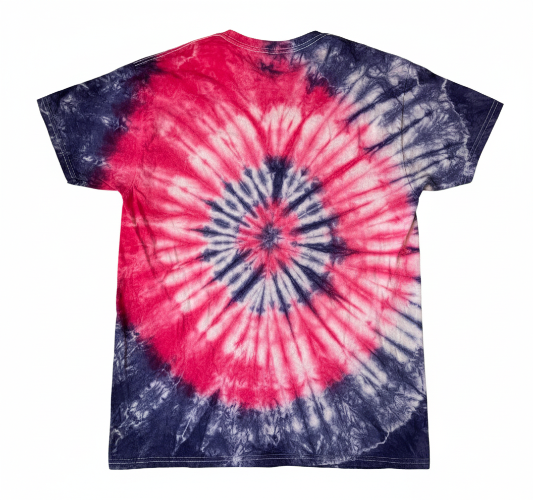 Firecracker Swirl Tie-Dye Tee — Pink & Navy
