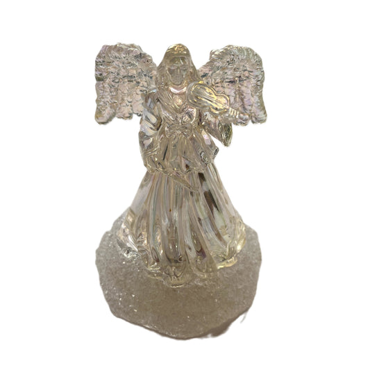 Vintage Glass Christmas Decor Lot – Angel Figurine & Tree with Ornaments