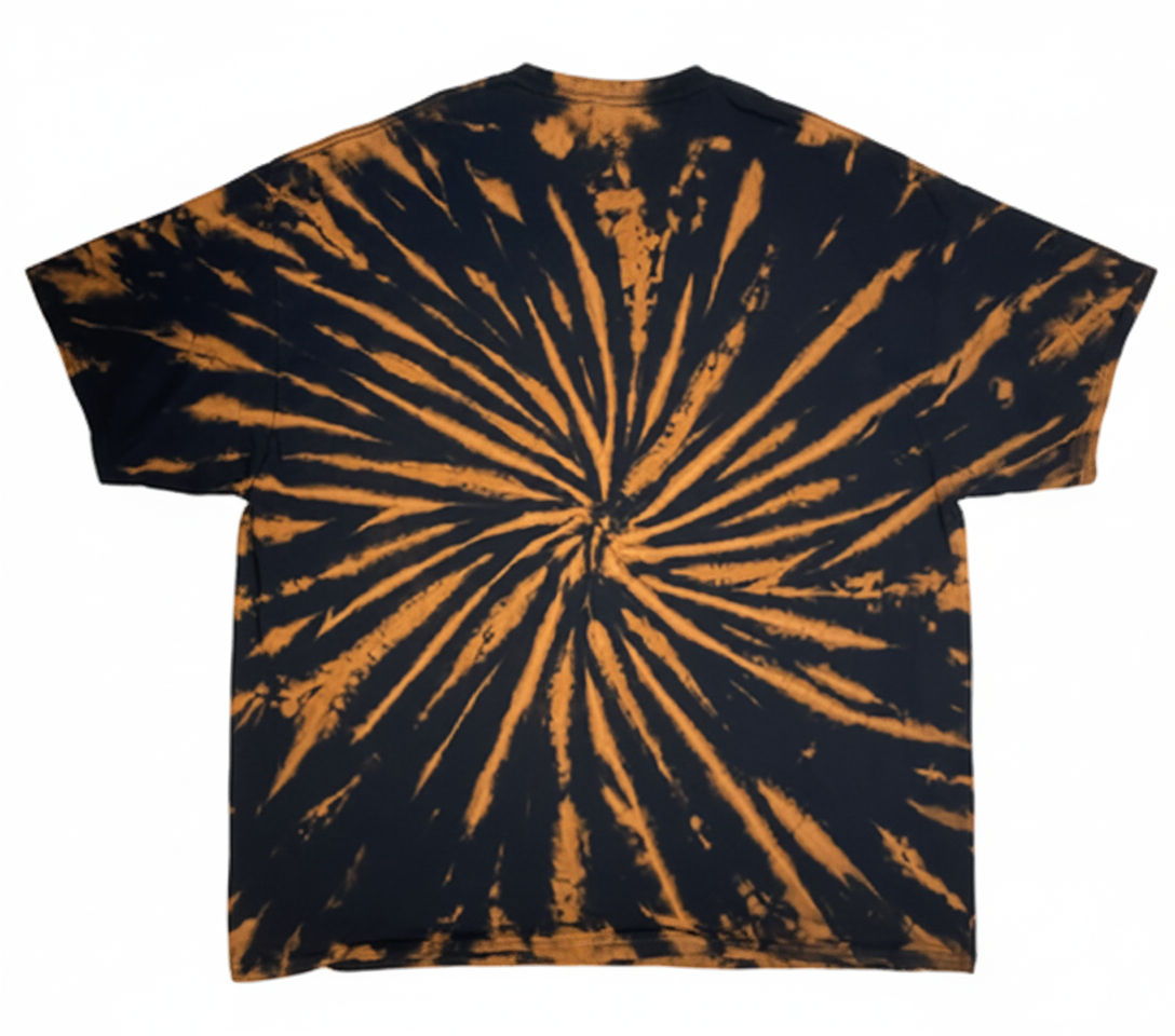 Hand-Dyed Reverse Spiral Tee — Orange & Black | DC Dyes