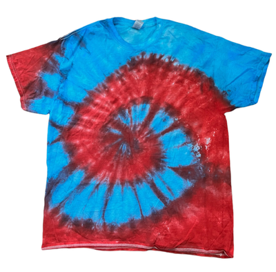 Hand-Dyed Spiral Tee — Red & Blue | DC Dyes