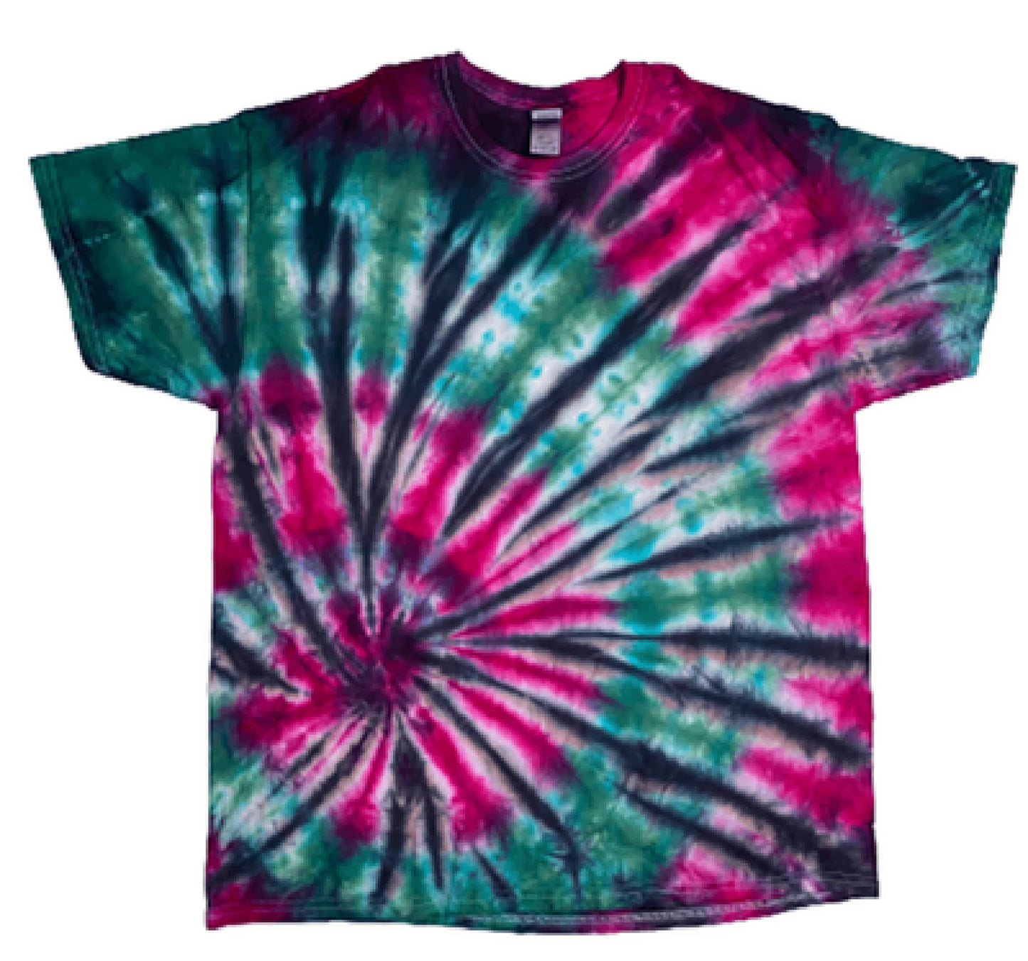 Hand-Dyed Spiral Tee — Electric Fuchsia & Green