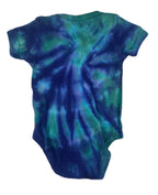 Hand-Dyed Blue & Green Tie-Dye Baby Bodysuit, 9–12 Months