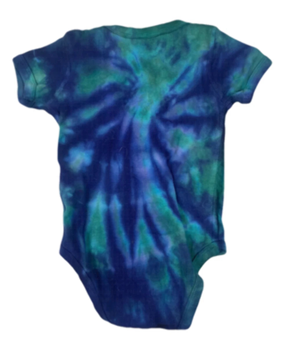 Hand-Dyed Blue & Green Tie-Dye Baby Bodysuit, 9–12 Months