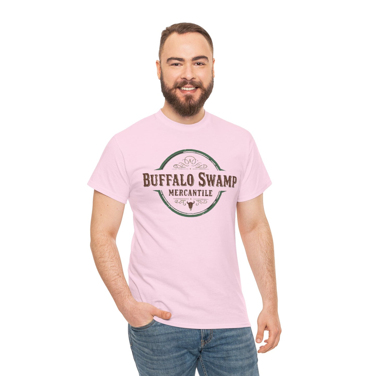 Buffalo Swamp Mercantile Logo Tee - Rustic Outdoor Graphic T-Shirt