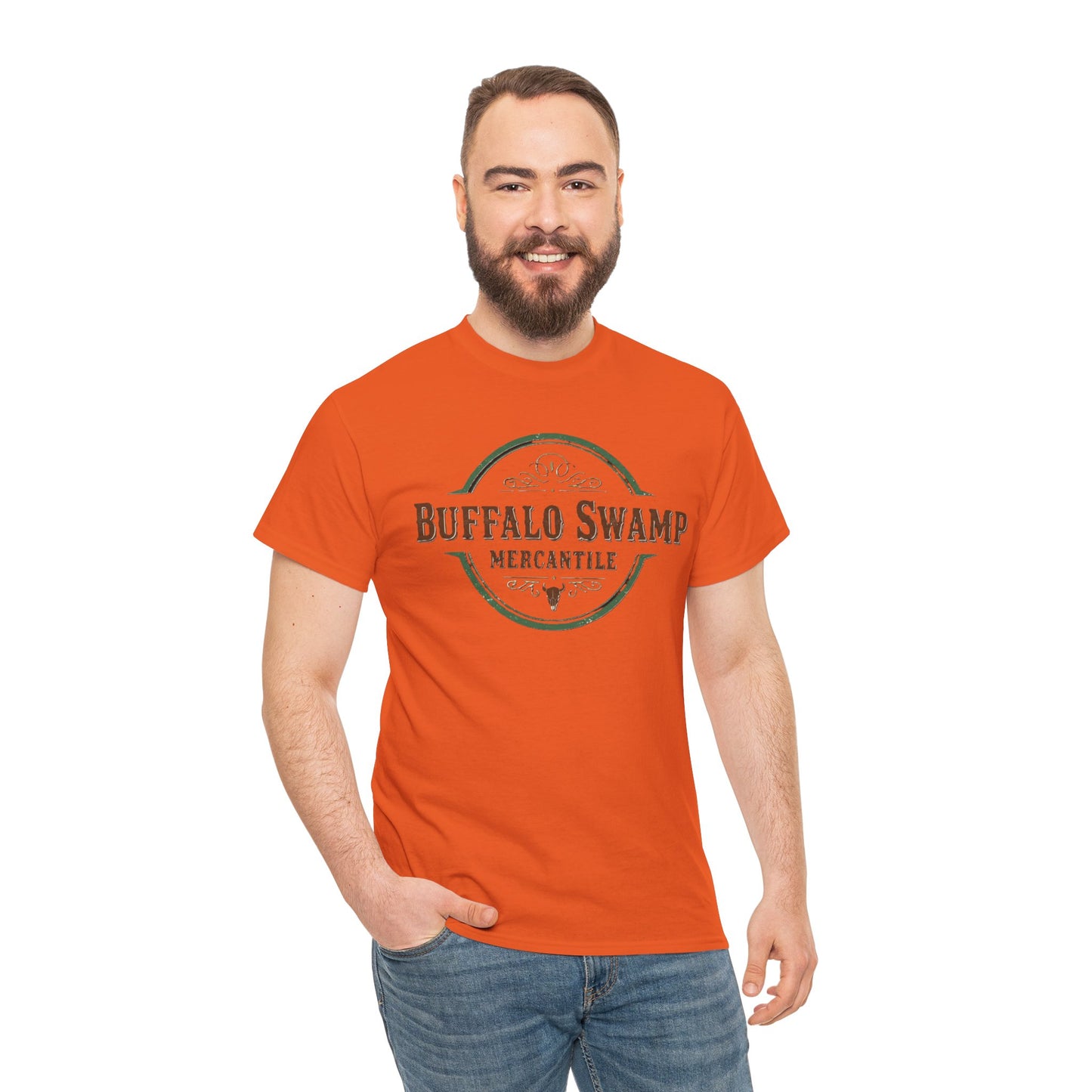 Buffalo Swamp Mercantile Logo Tee - Rustic Outdoor Graphic T-Shirt