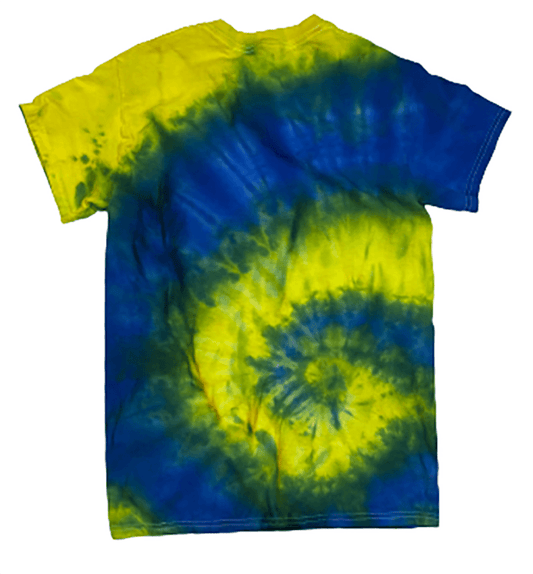 Hand-Dyed Spiral Tee — Yellow, Blue & Green