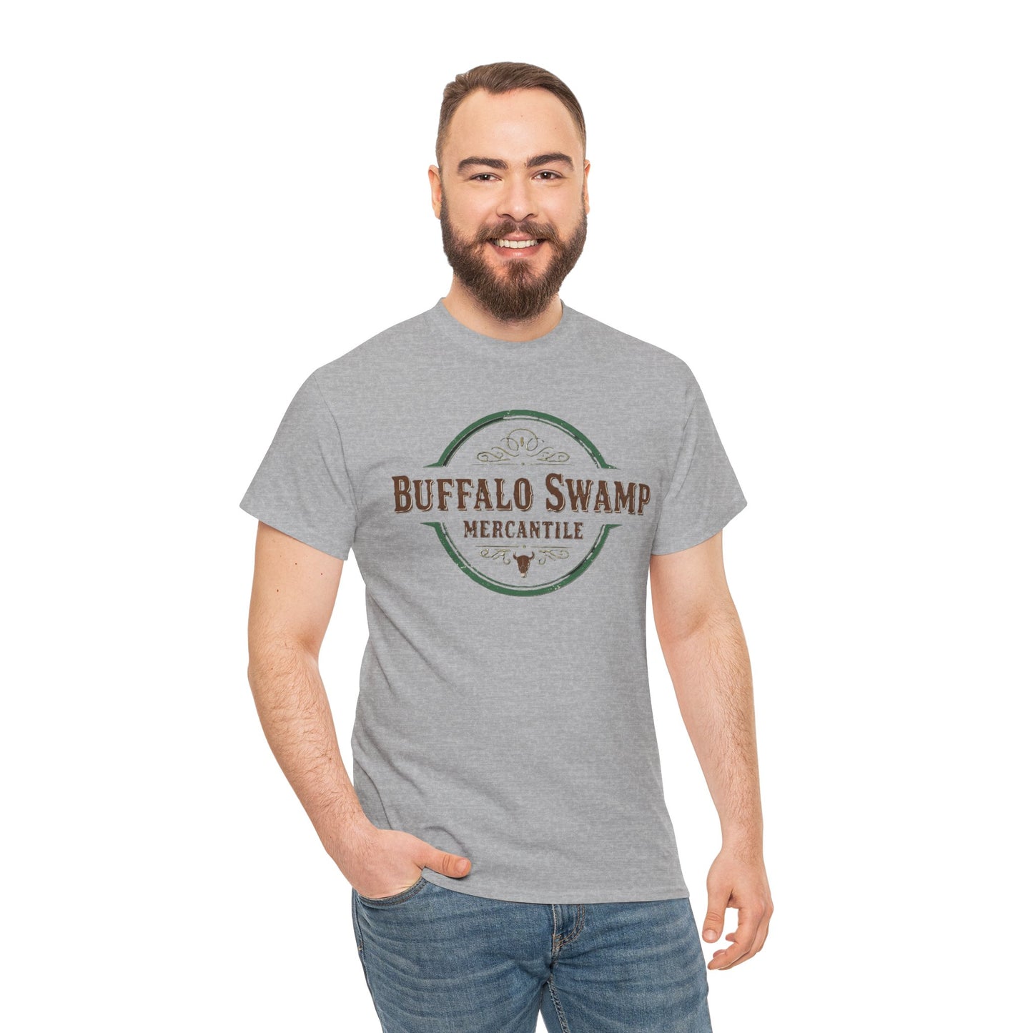 Buffalo Swamp Mercantile Logo Tee - Rustic Outdoor Graphic T-Shirt