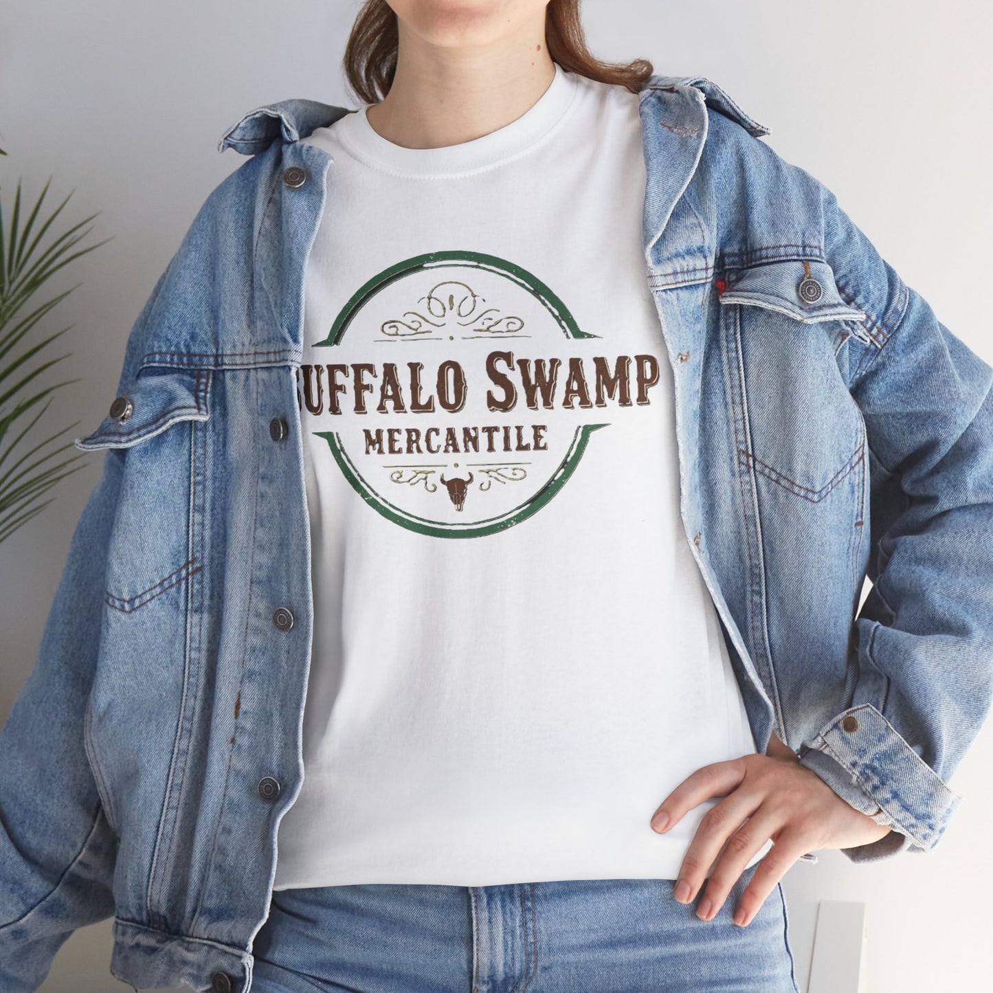 Buffalo Swamp Mercantile Logo Tee - Rustic Outdoor Graphic T-Shirt