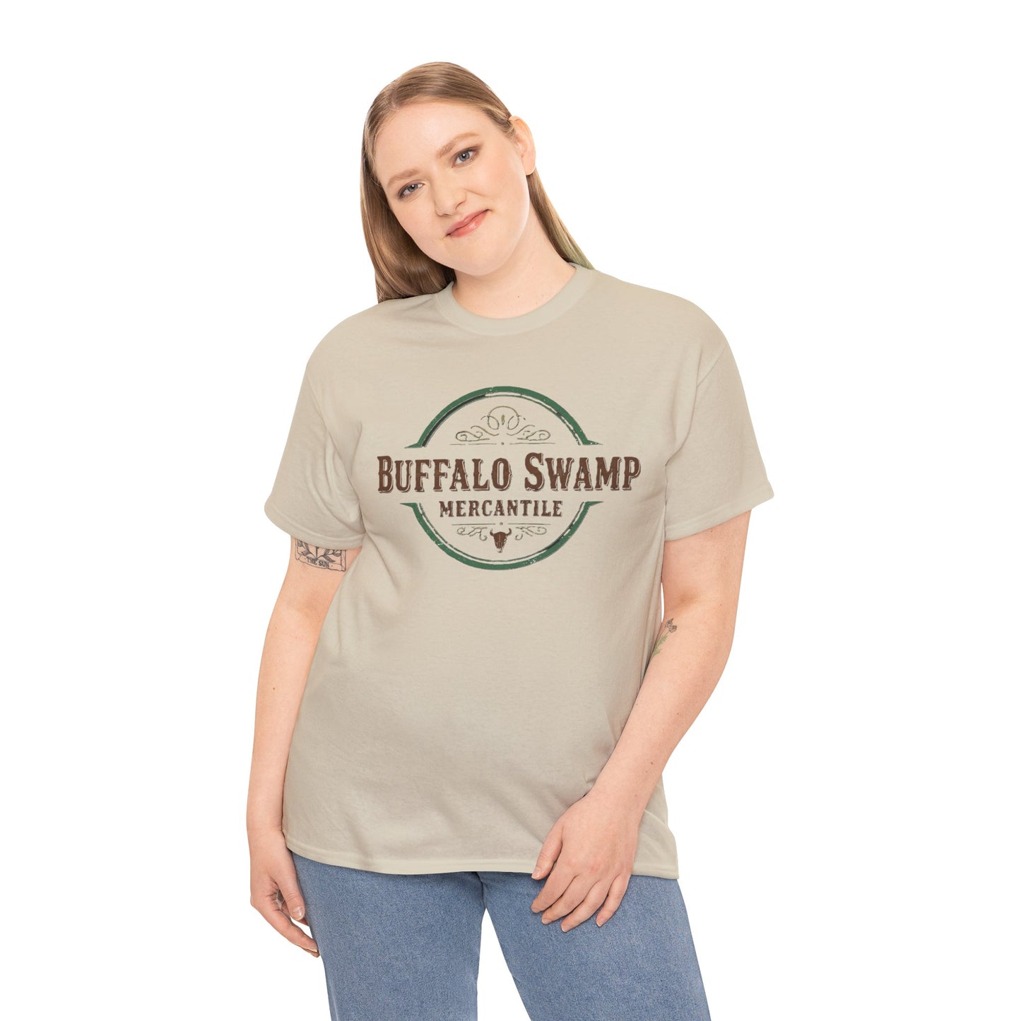 Buffalo Swamp Mercantile Logo Tee - Rustic Outdoor Graphic T-Shirt