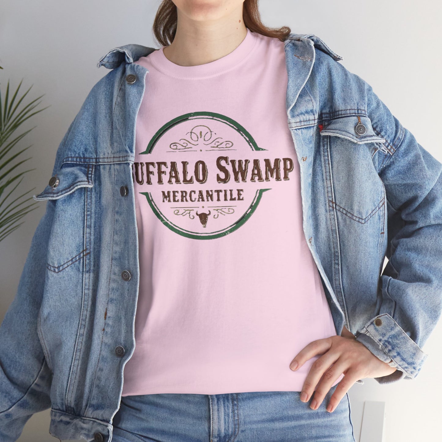 Buffalo Swamp Mercantile Logo Tee - Rustic Outdoor Graphic T-Shirt