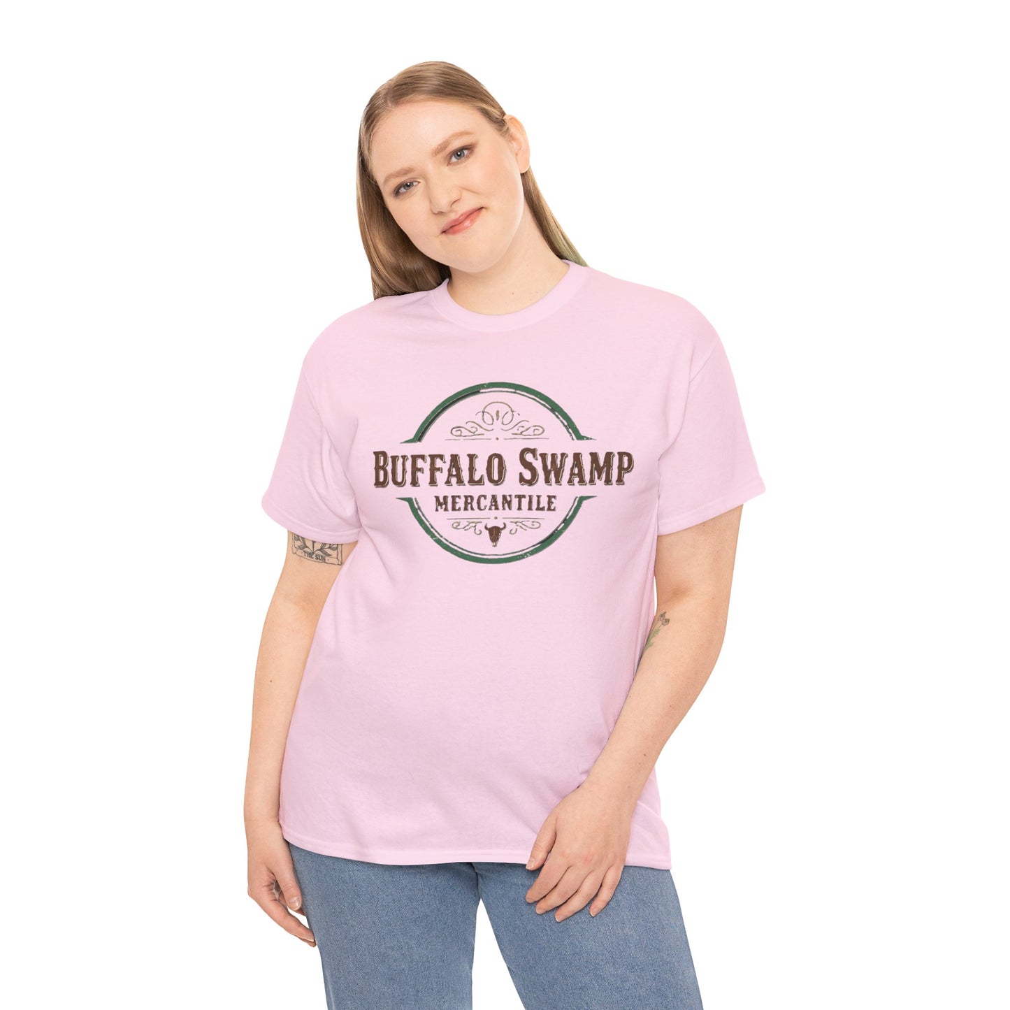 Buffalo Swamp Mercantile Logo Tee - Rustic Outdoor Graphic T-Shirt