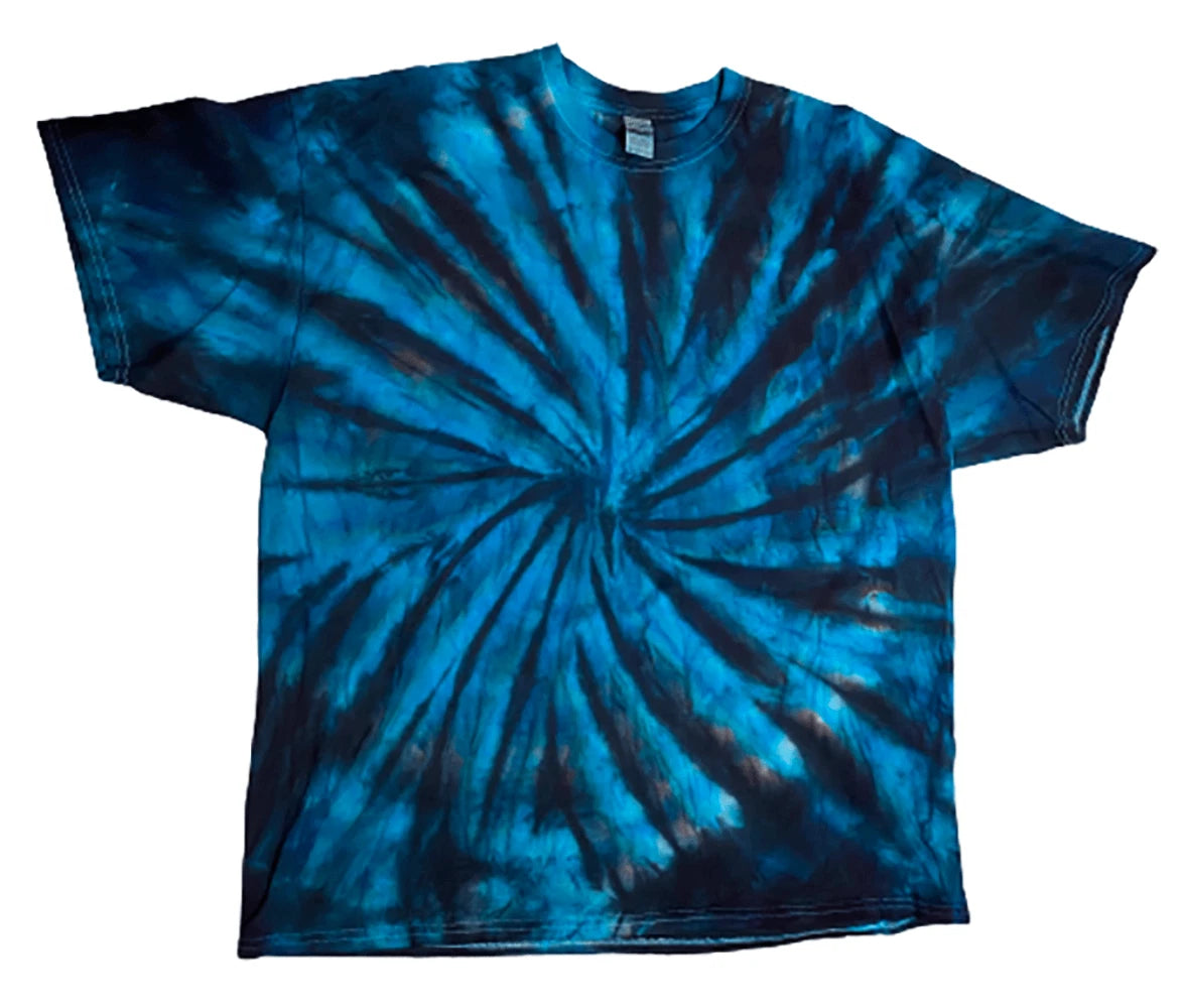 Hand-Dyed Spiral Tee — Turquoise & Black