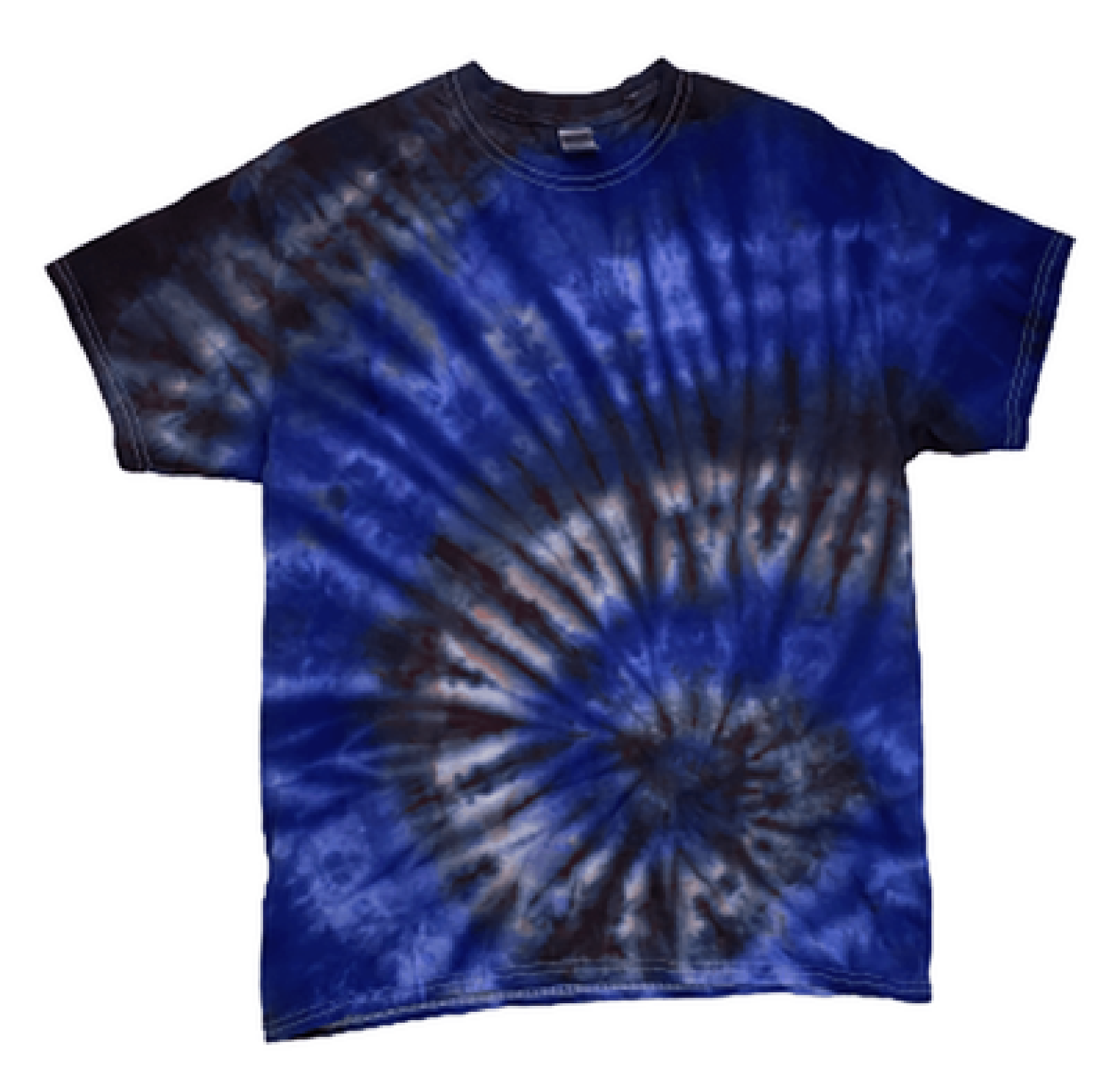 Hand-Dyed Spiral Tee — Blue, Black & Gray