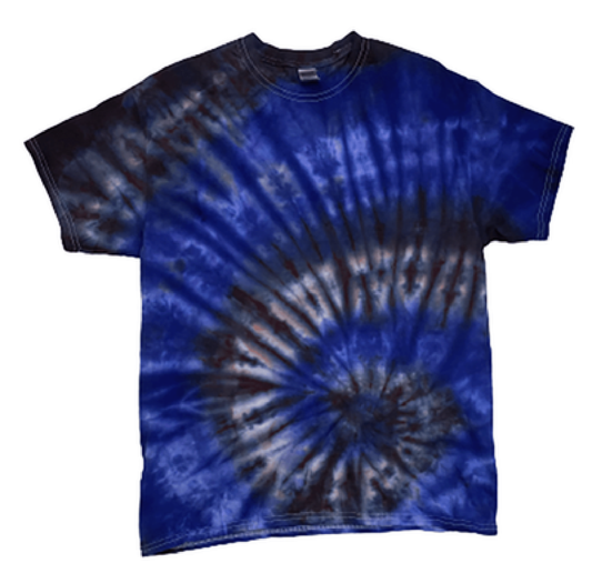 Hand-Dyed Spiral Tee — Blue, Black & Gray