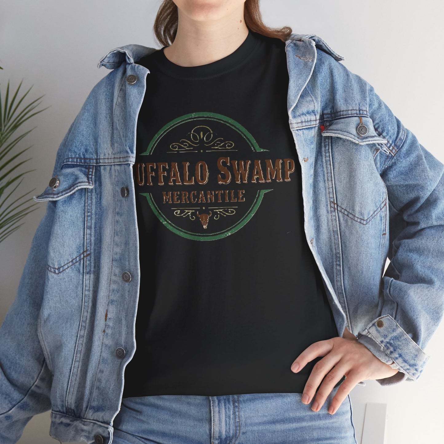 Buffalo Swamp Mercantile Logo Tee - Rustic Outdoor Graphic T-Shirt