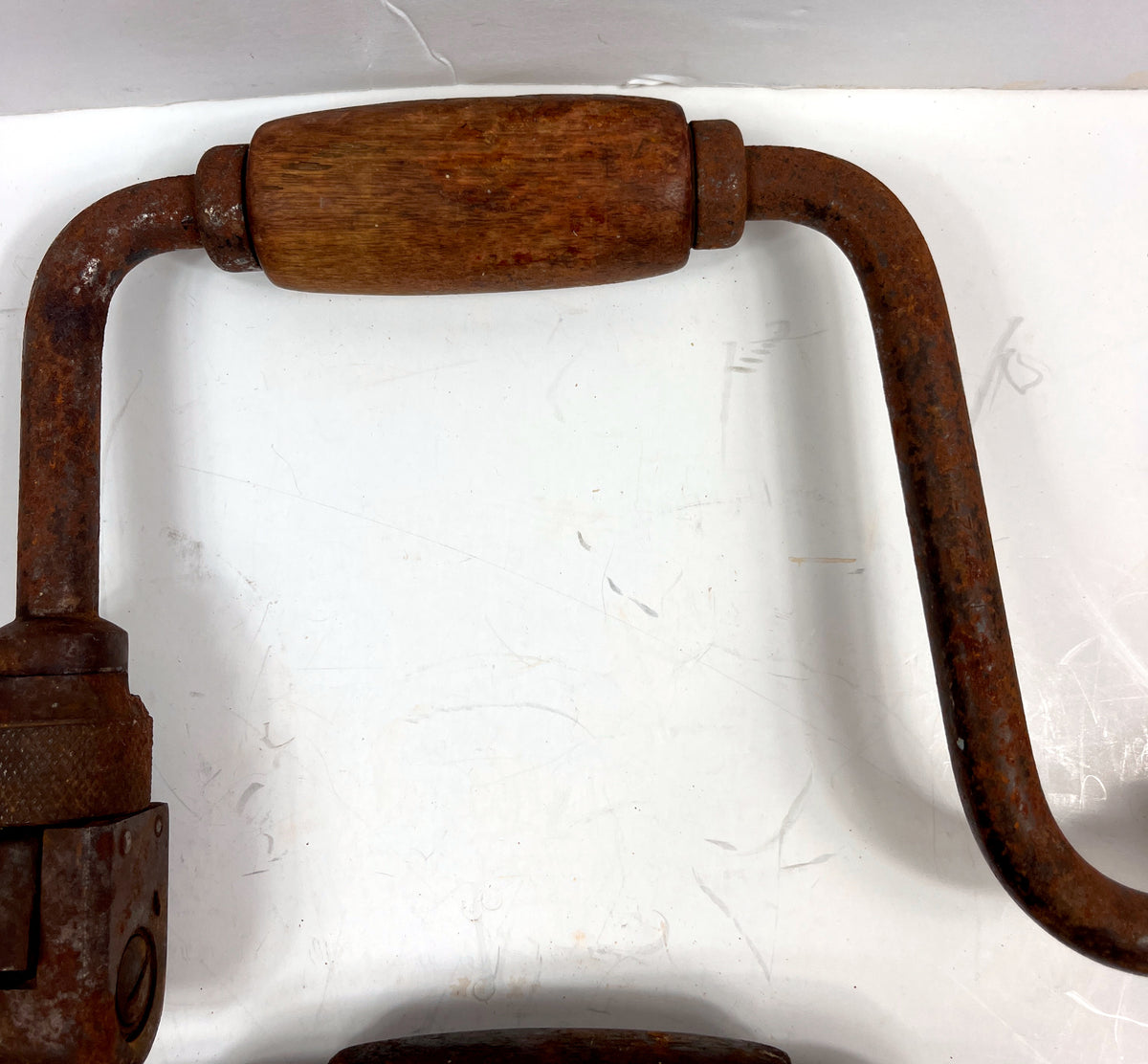 Vintage Carpenters Hand Brace Lot – 8-Inch Sweep – Pair of Restoration Projects