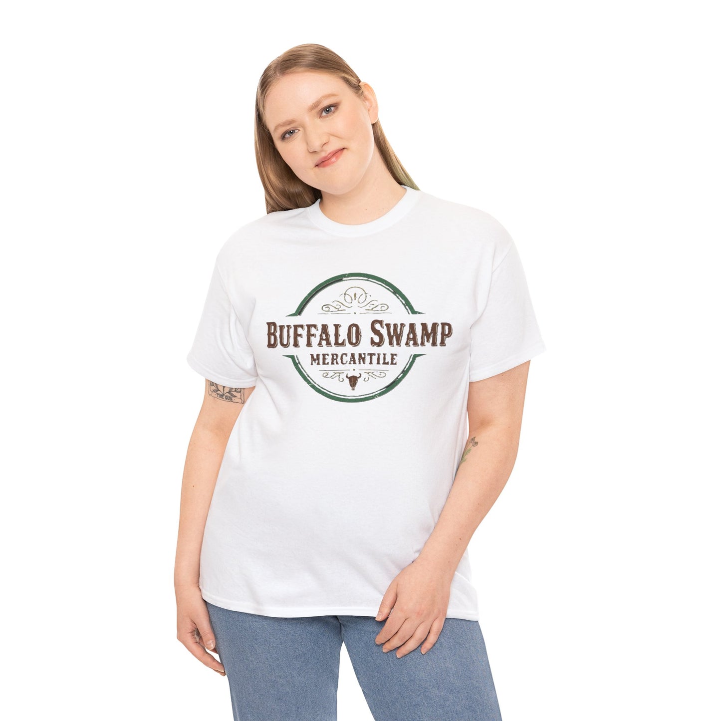 Buffalo Swamp Mercantile Logo Tee - Rustic Outdoor Graphic T-Shirt