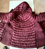 Excelled Womens Burgundy Hooded Puffer Jacket Full Zip Lightweight 2X Plus Size