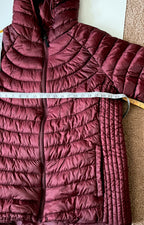 Excelled Womens Burgundy Hooded Puffer Jacket Full Zip Lightweight 2X Plus Size
