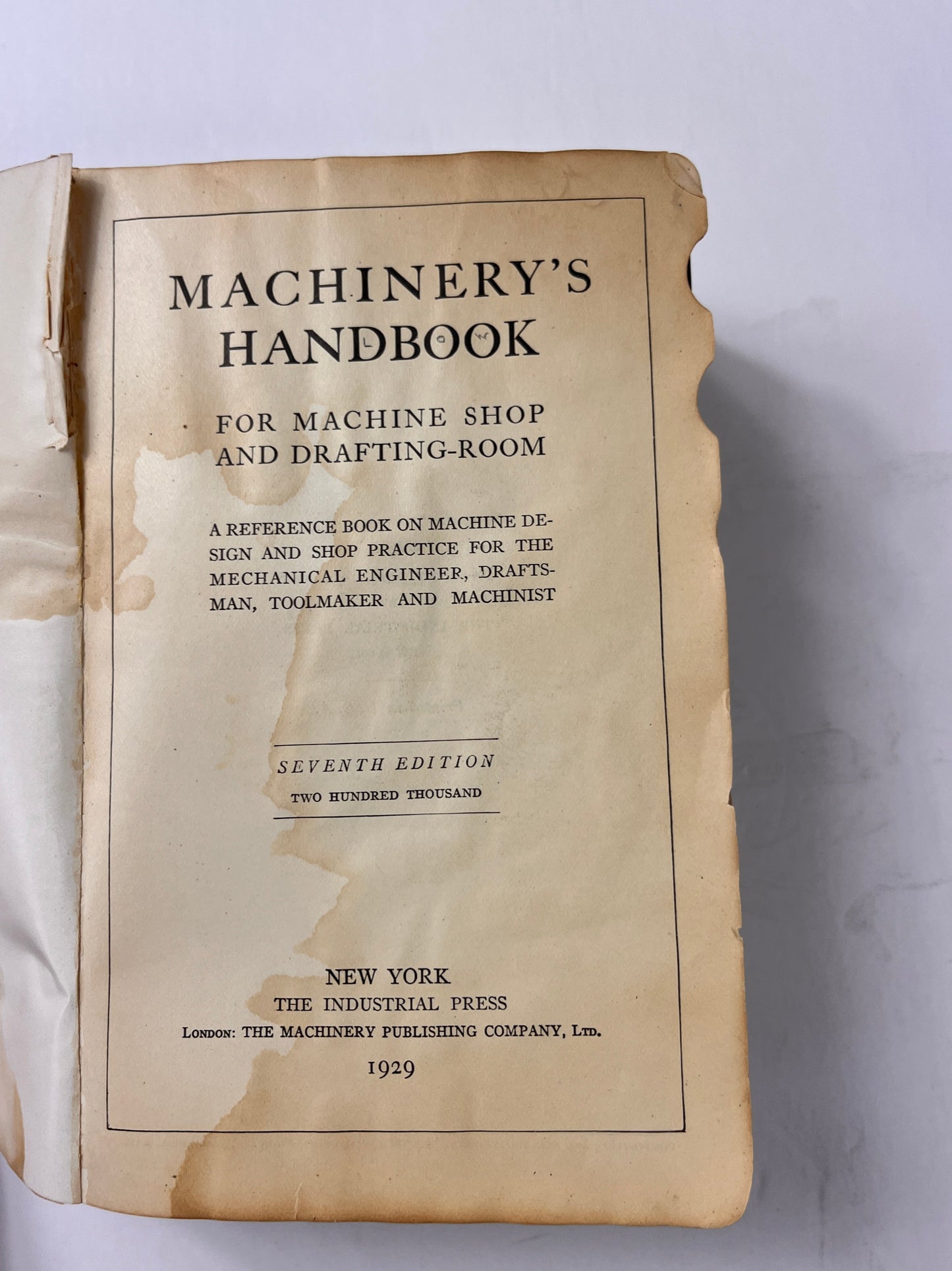 1929 Machinery's Handbook, 7th Edition – Vintage Industrial Reference