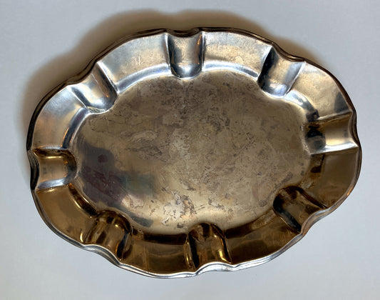 Vintage Wilton Columbia PA Metal Serving Platter Scalloped Oval Tray USA