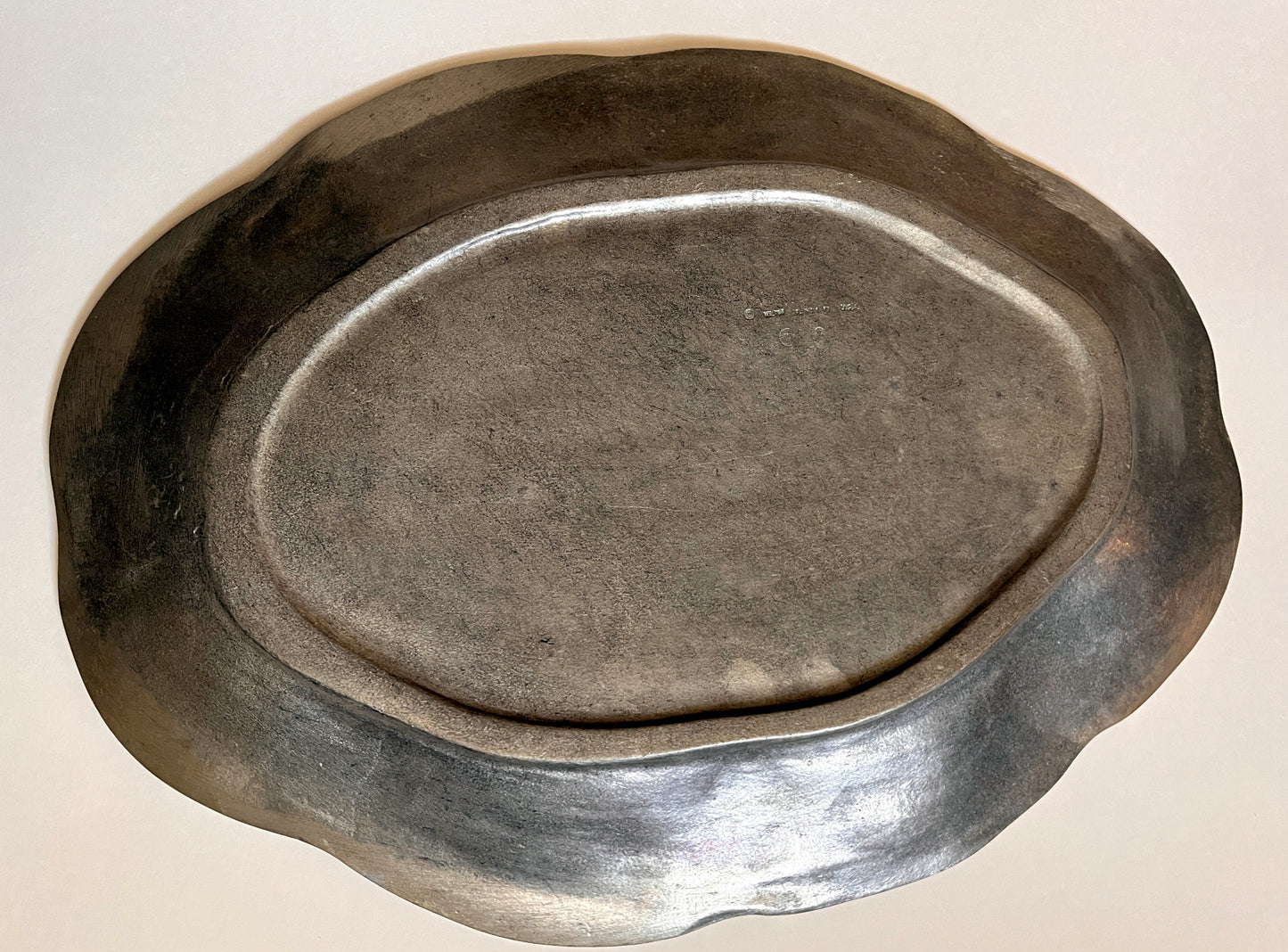 Vintage Wilton Columbia PA Metal Serving Platter Scalloped Oval Tray USA