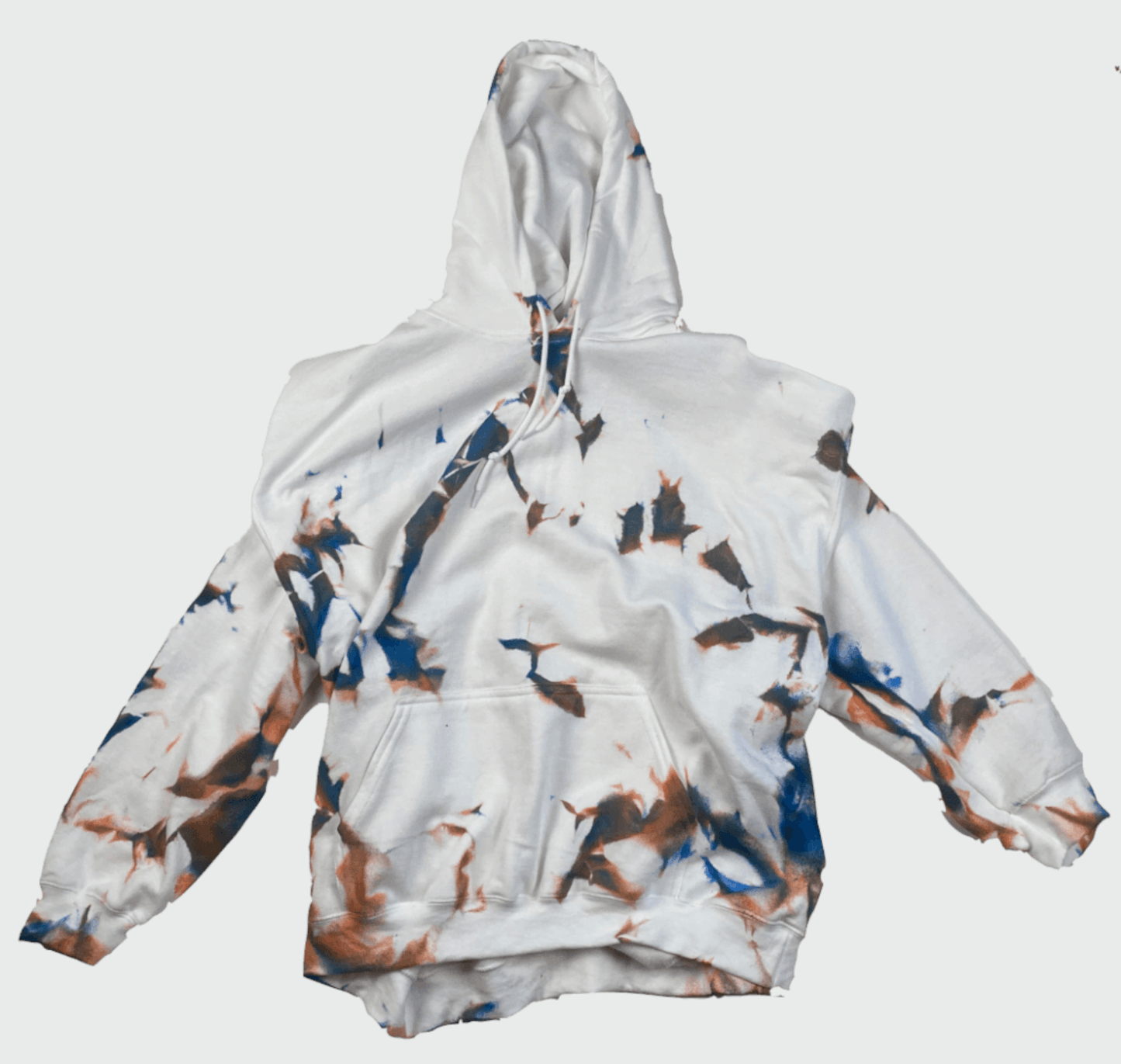 Hand-Dyed Pullover Hoodie – Deep Blue & Earth Brown