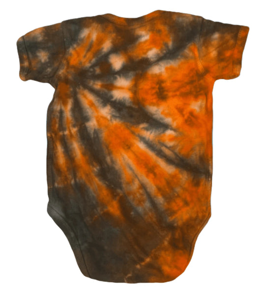Hand-Dyed Infant Bodysuit — Orange & Black