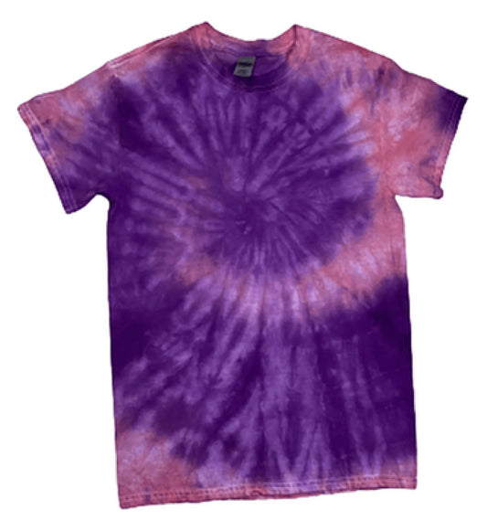 Hand-Dyed Spiral Tee — Purple & Pink