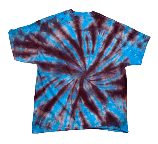 Hand-Dyed Spiral Tee — Burgundy & Sky Blue | DC Dyes