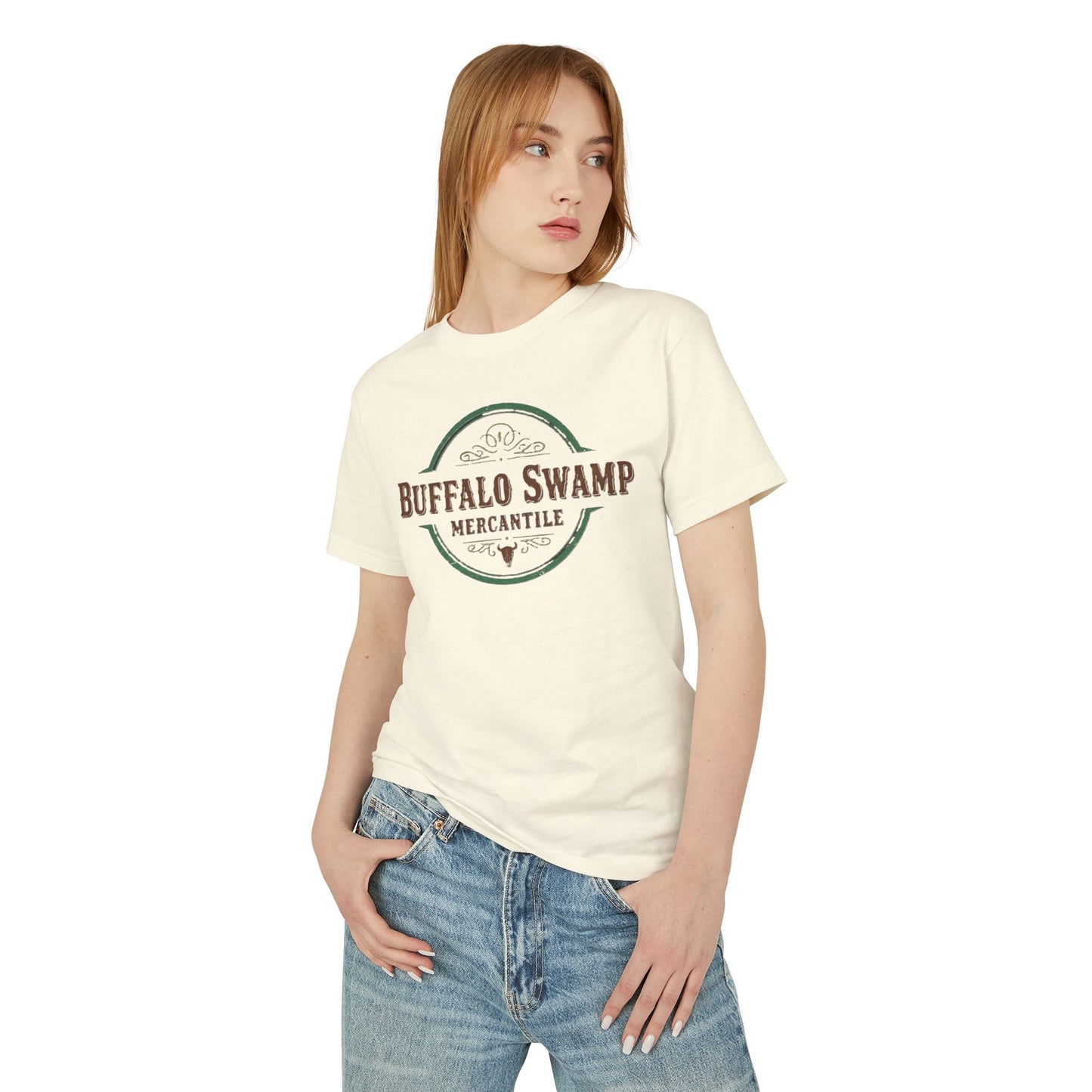 Buffalo Swamp Mercantile Vintage Logo Tee – Garment-Dyed Heavyweight Cotton