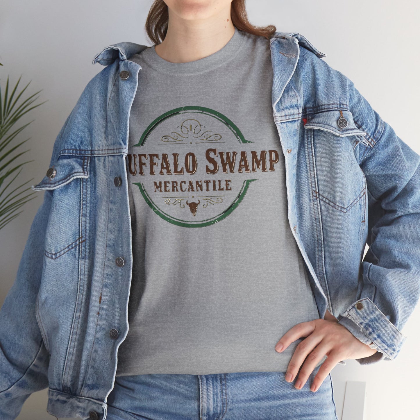Buffalo Swamp Mercantile Logo Tee - Rustic Outdoor Graphic T-Shirt