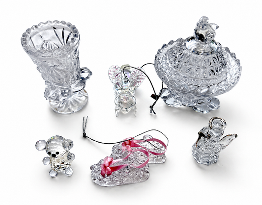 Vintage Cut Glass & Crystal Decor Lot – Vase, Covered Dish, Angel & Figurines