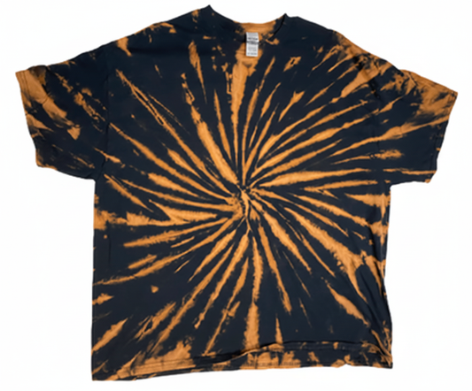 Hand-Dyed Reverse Spiral Tee — Orange & Black | DC Dyes