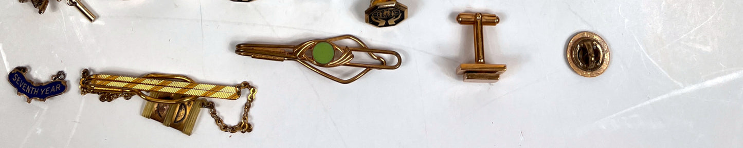 Vintage Mens Estate Jewelry Lot - 40+ Pcs Cufflinks, Tie Bars, Pins, Steelers