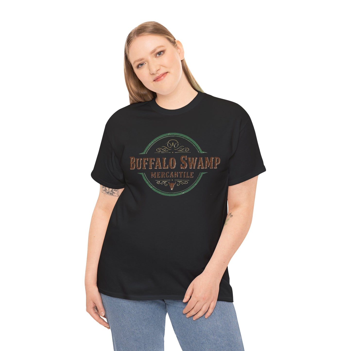Buffalo Swamp Mercantile Logo Tee - Rustic Outdoor Graphic T-Shirt
