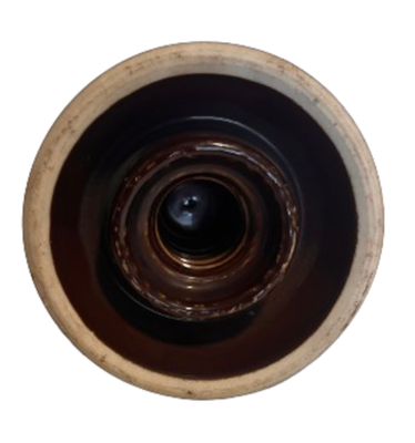 Vintage Brown Telephone Pole Insulator - 3" Ceramic Saddle-Top