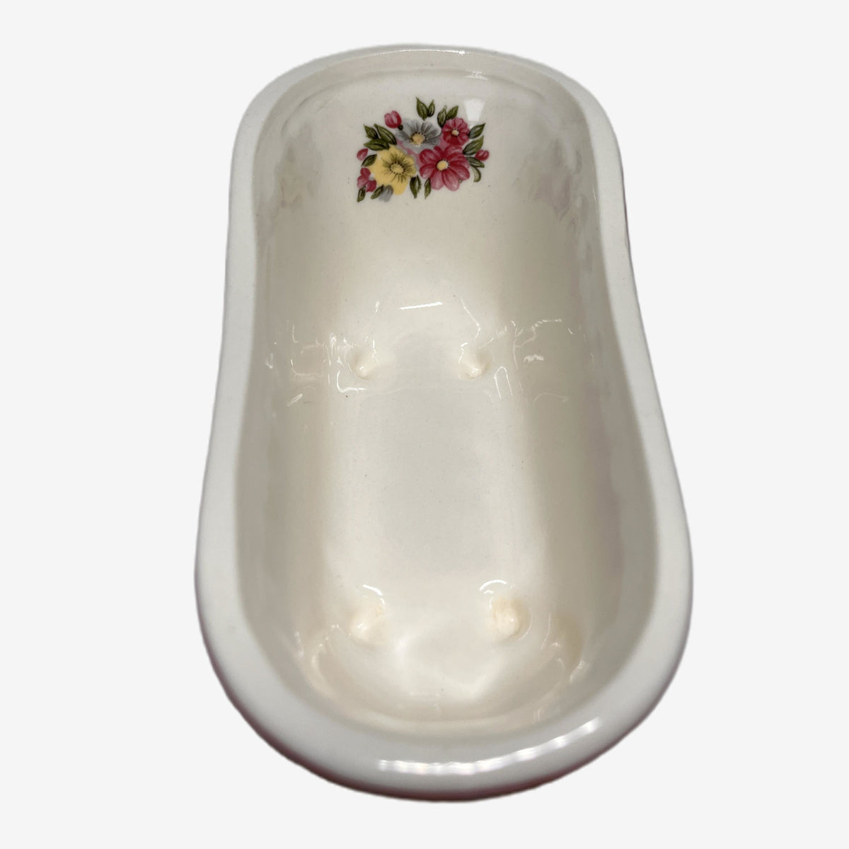 Vintage Clawfoot Bathtub Soap Dish Porcelain Floral Footed Bathroom Decor