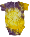 Hand-Dyed Infant One Piece - Yellow & Purple Spiral
