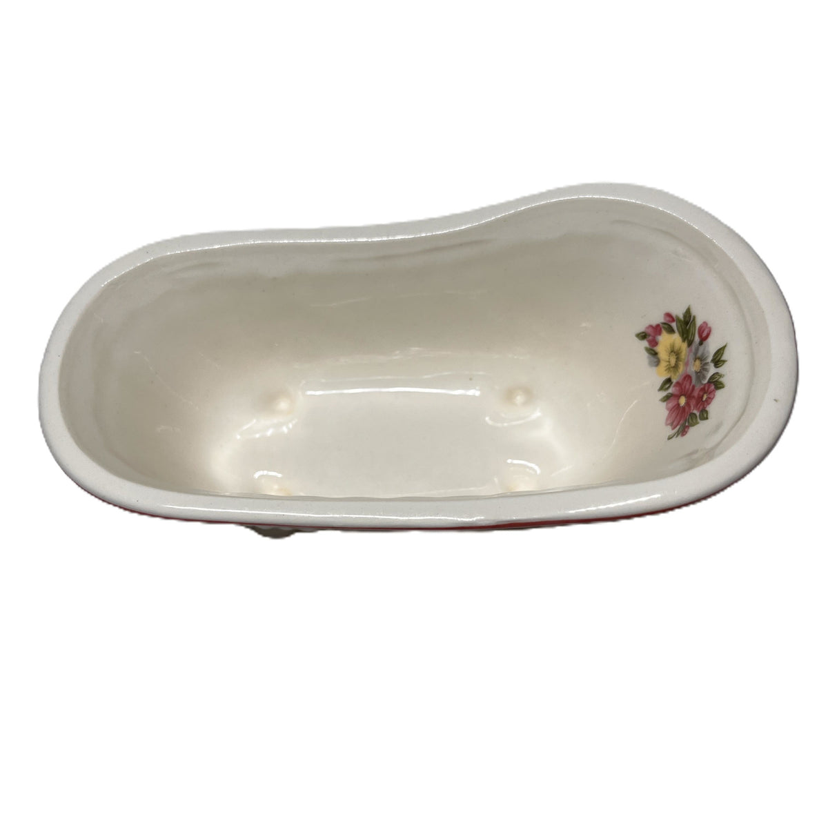 Vintage Clawfoot Bathtub Soap Dish Porcelain Floral Footed Bathroom Decor