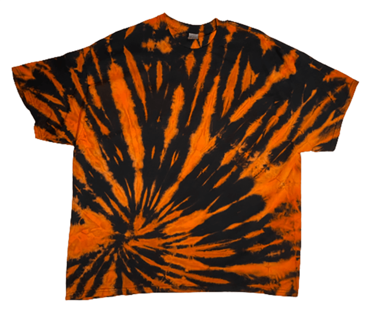 Hand-Dyed Reverse Stripe Tee - Orange & Black