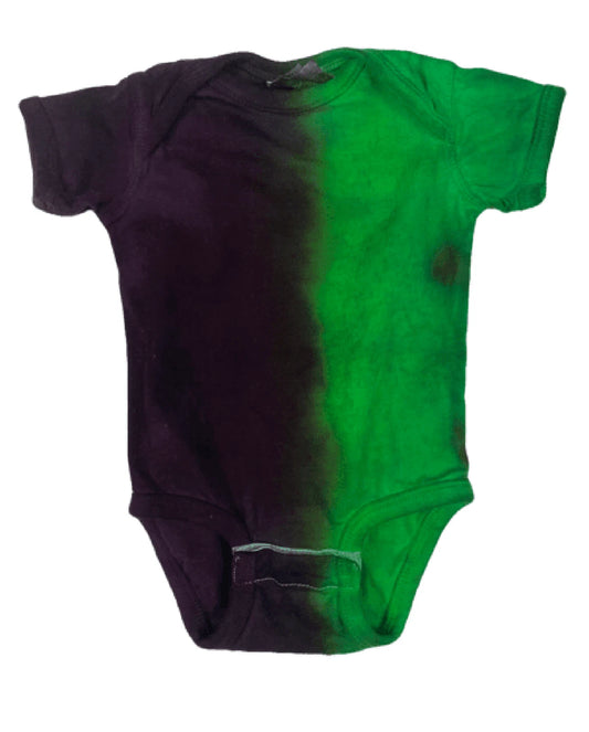 Hand-Dyed Infant Bodysuit — Green & Purple