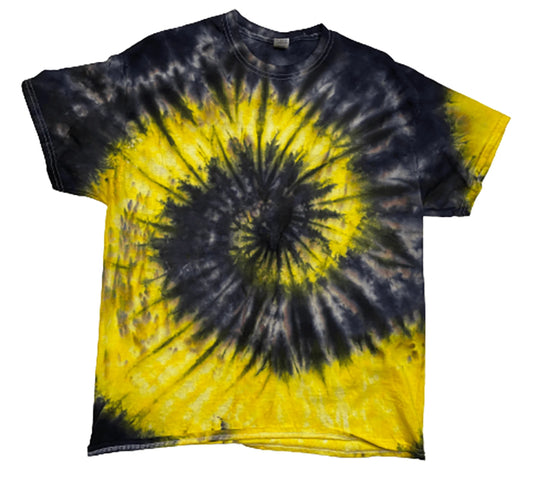 Hand-Dyed Spiral Tee — Black & Yellow