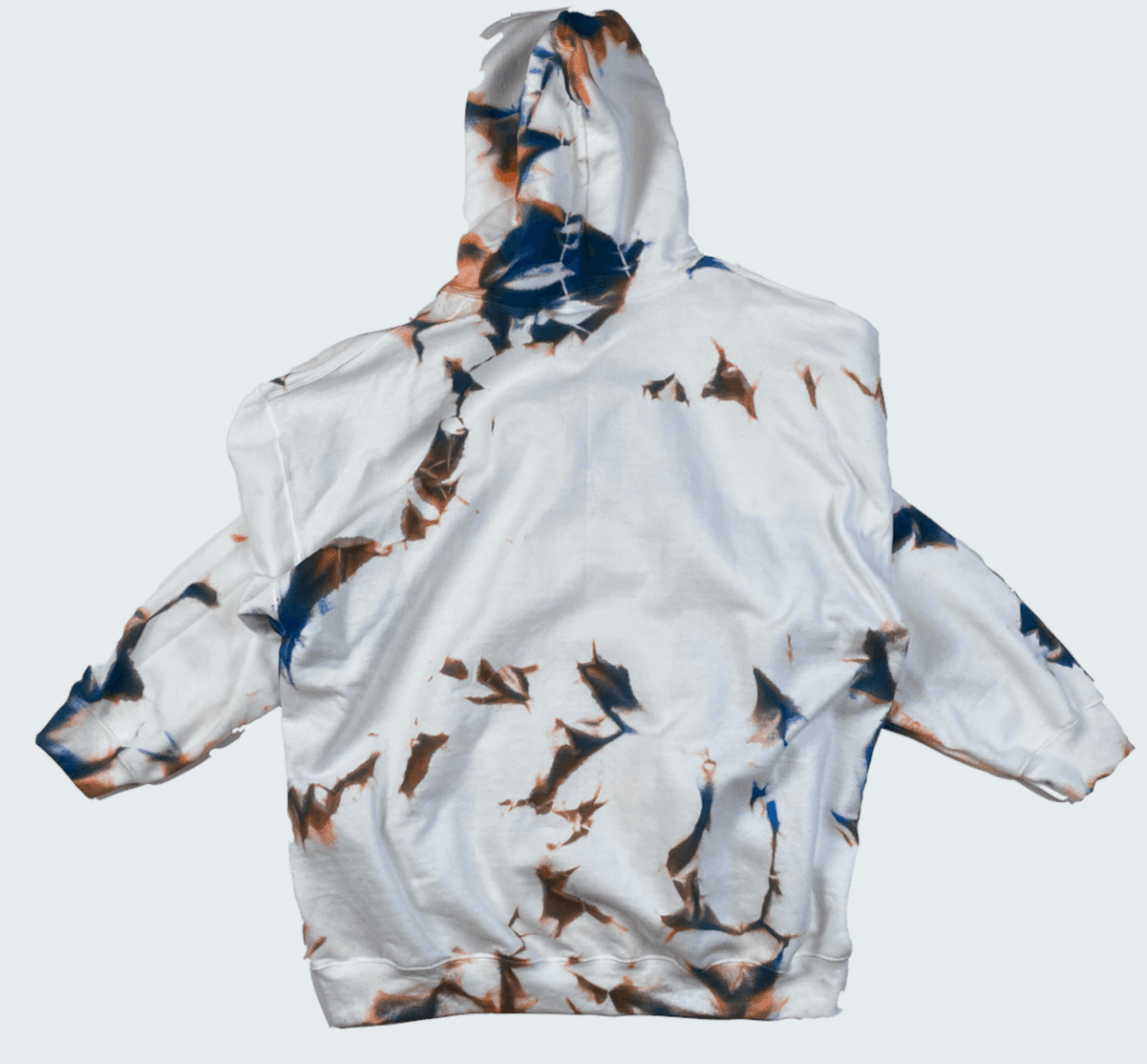 Hand-Dyed Pullover Hoodie – Deep Blue & Earth Brown