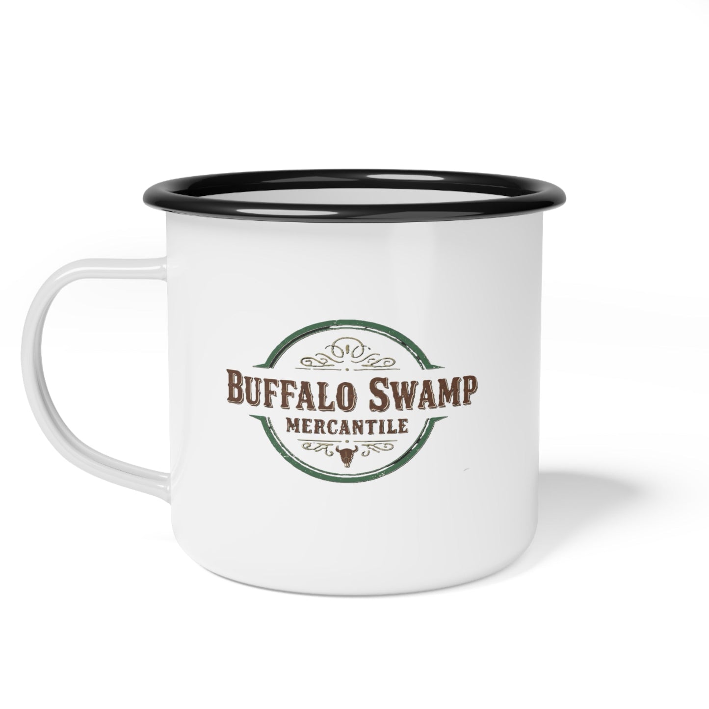 Buffalo Swamp Mercantile Enamel Camp Cup – 12 oz Retro Outdoor Mug