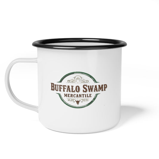 Buffalo Swamp Mercantile Enamel Camp Cup – 12 oz Retro Outdoor Mug