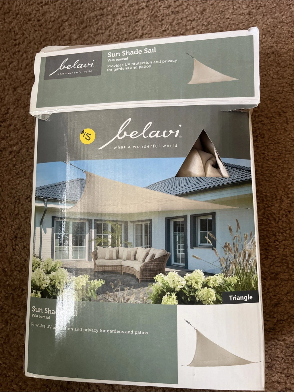 Sun Shade Sail Triangle Shaped with UV protection Beige 13.62' x 13.62' x 13.62'