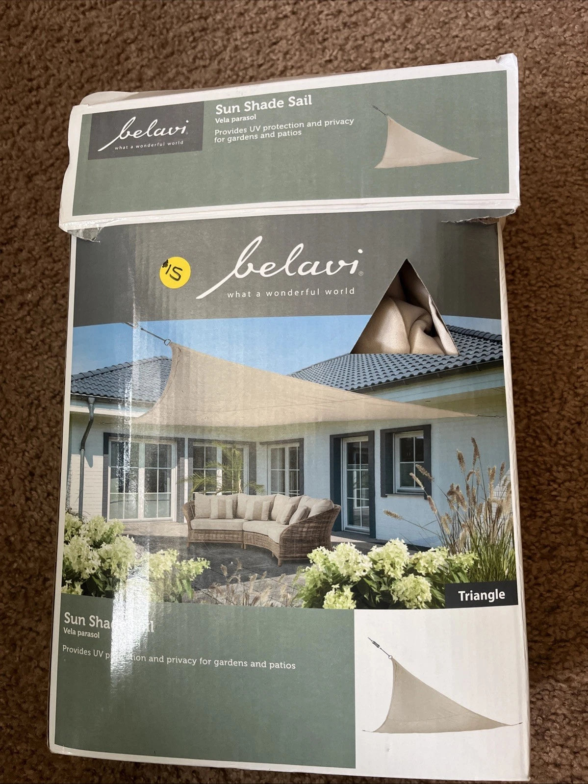 Sun Shade Sail Triangle Shaped with UV protection Beige 13.62' x 13.62' x 13.62'