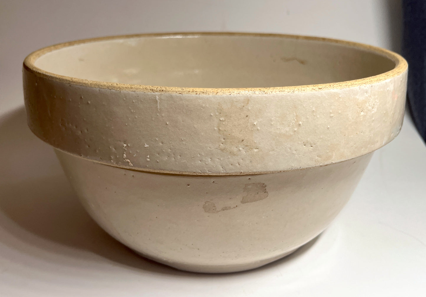 Vintage White Stoneware Crock Bowl
